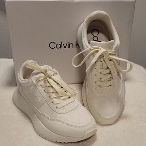 Calvin Klein "Pippy" Cream Sneakers, NIB